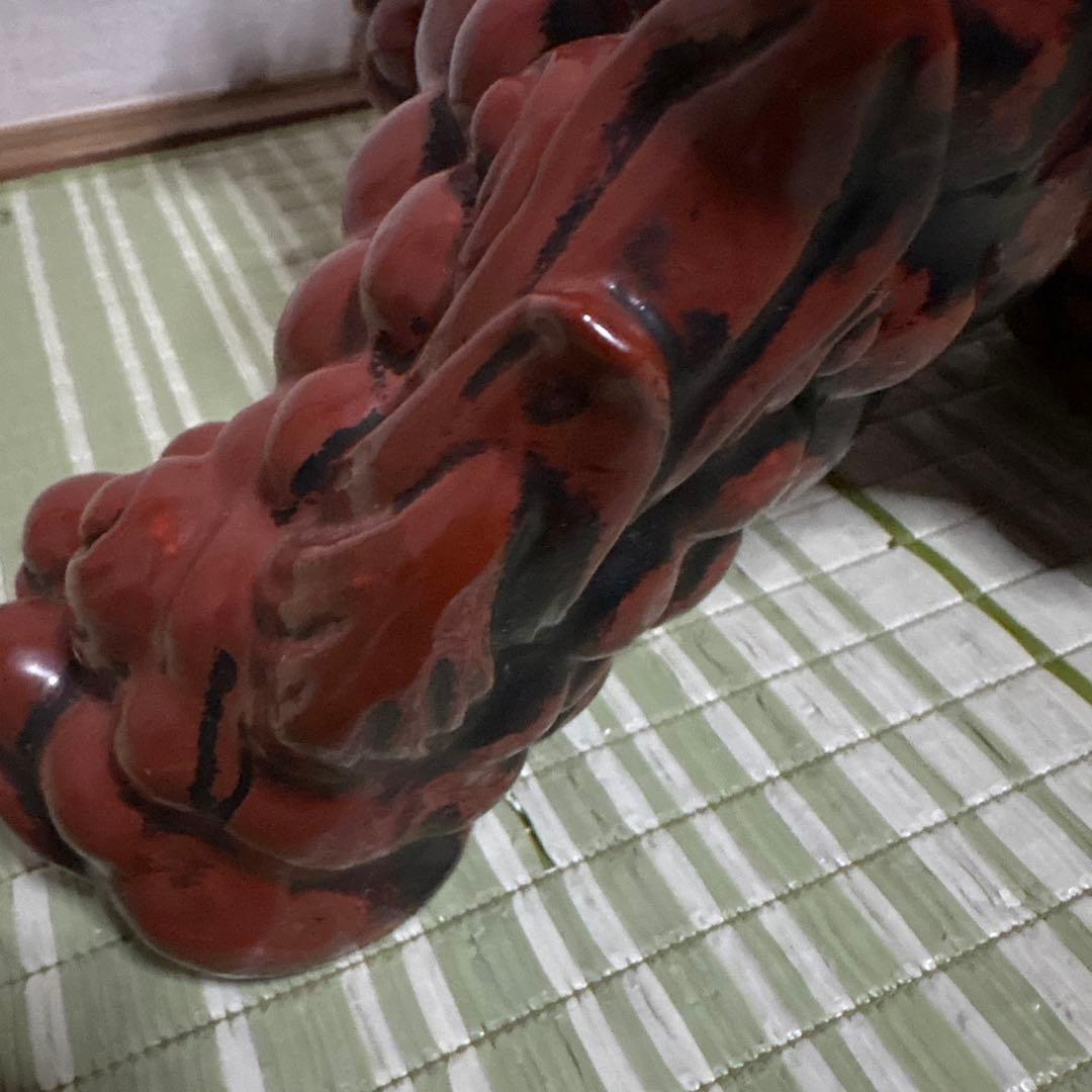 九谷焼 八幡窯 須栄義 獅子 金 赤 縁起物 魔除け　置物
