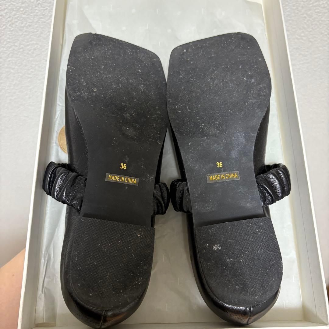 【SALE】Eaphi SQUARE TOE SHOES ブラック 36 靴