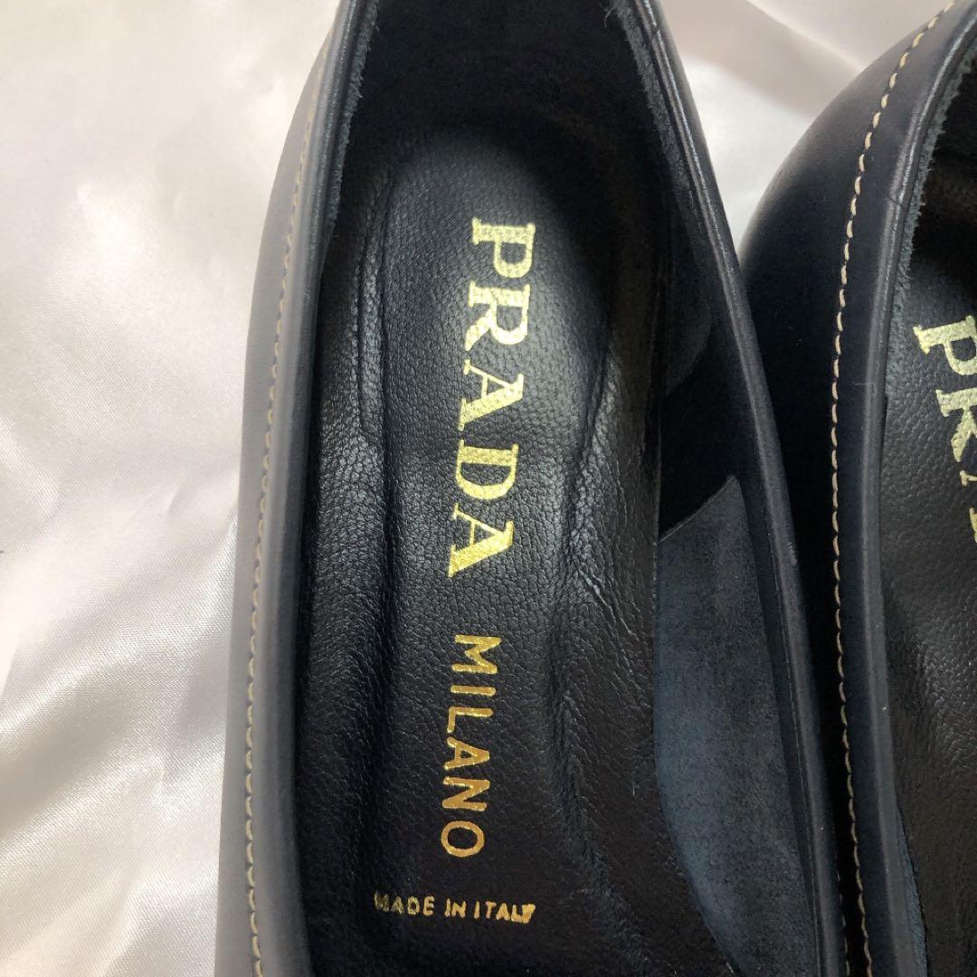 【美品】PRADA プラダ リボンパンプス ローヒール バレエシューズ 37