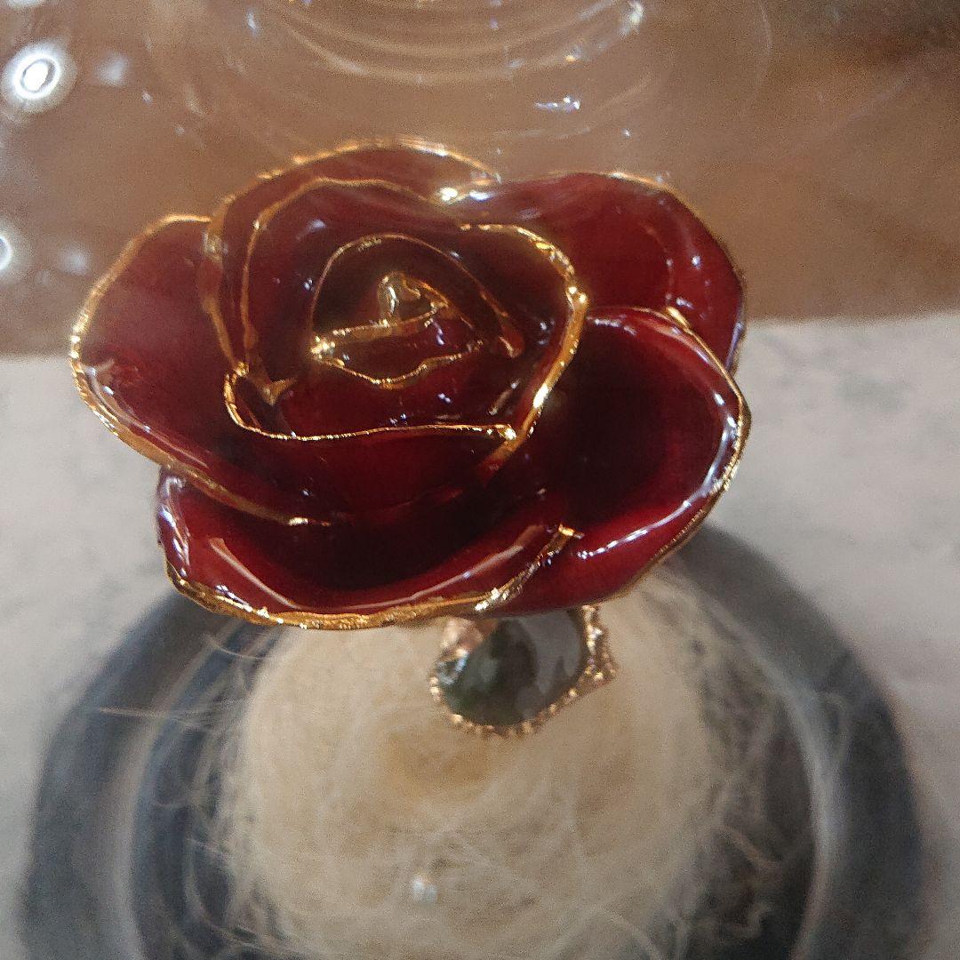 ガラスドーム 薔薇のオブジェ