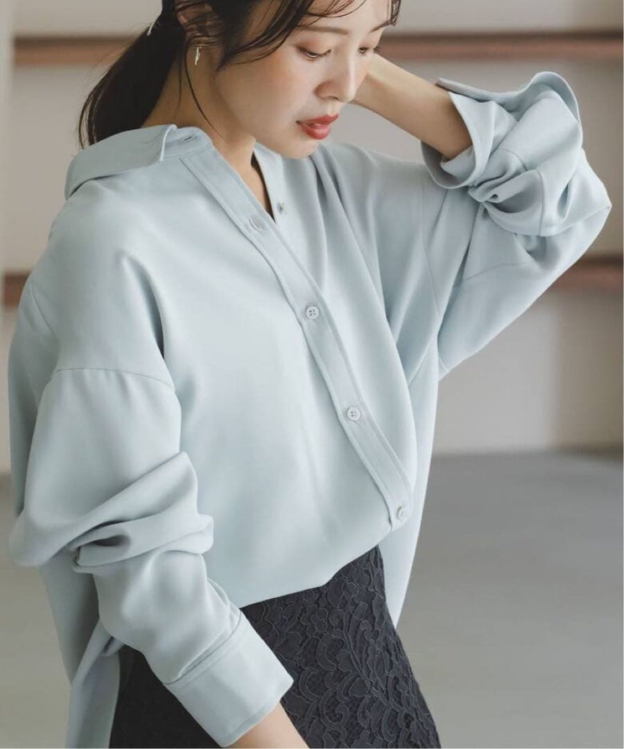 極美品 ノーブル Noble シーズンカラープレーンシャツ サックスブルー F