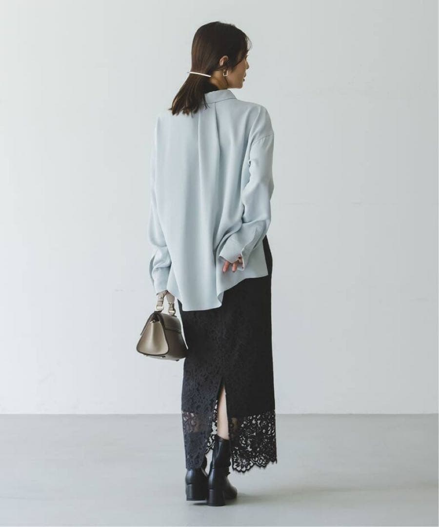 極美品 ノーブル Noble シーズンカラープレーンシャツ サックスブルー F