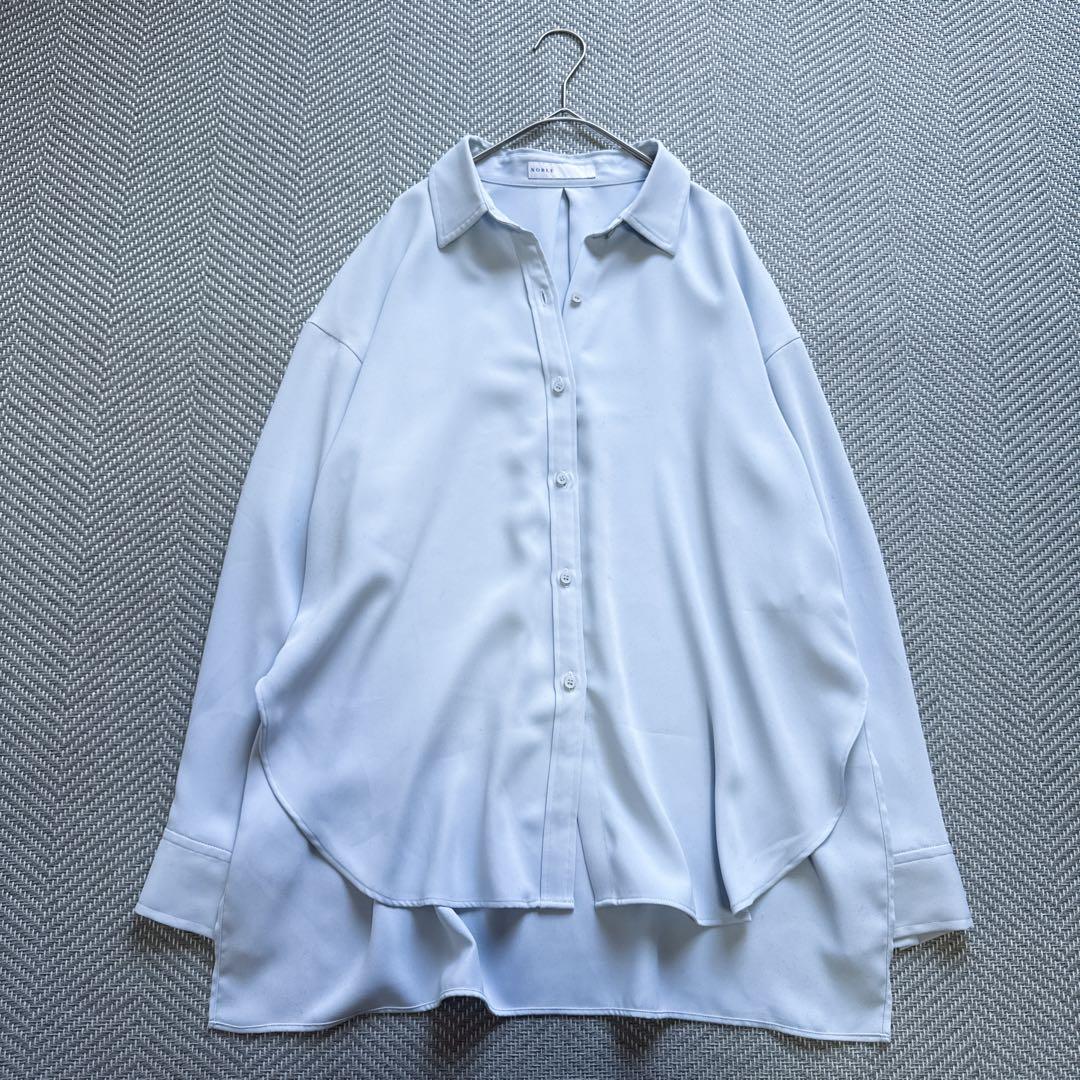 極美品 ノーブル Noble シーズンカラープレーンシャツ サックスブルー F