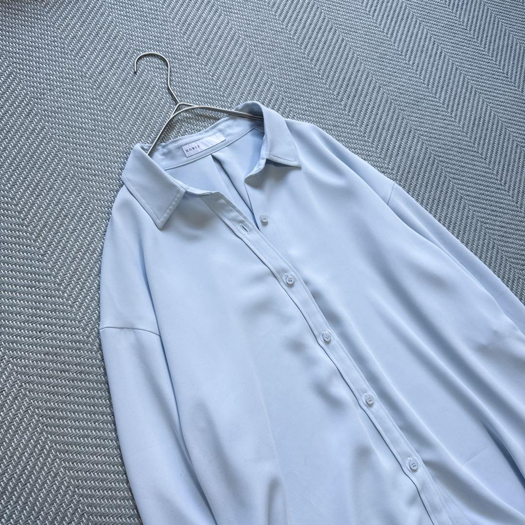 極美品 ノーブル Noble シーズンカラープレーンシャツ サックスブルー F