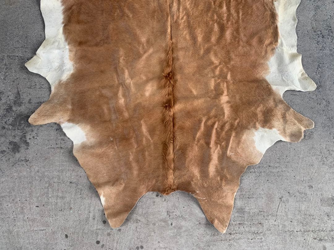 特大! ビンテージ 本革 カウラグ レザー ラグ