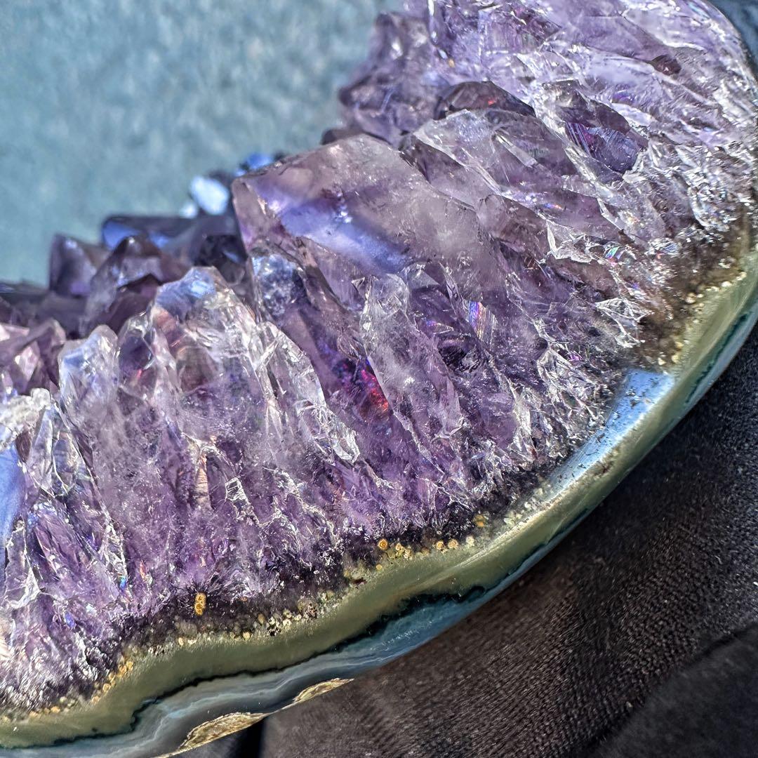 極上美麗☆瑪瑙レインボー☆アメジストクラスター パワーストーン天然石A1385