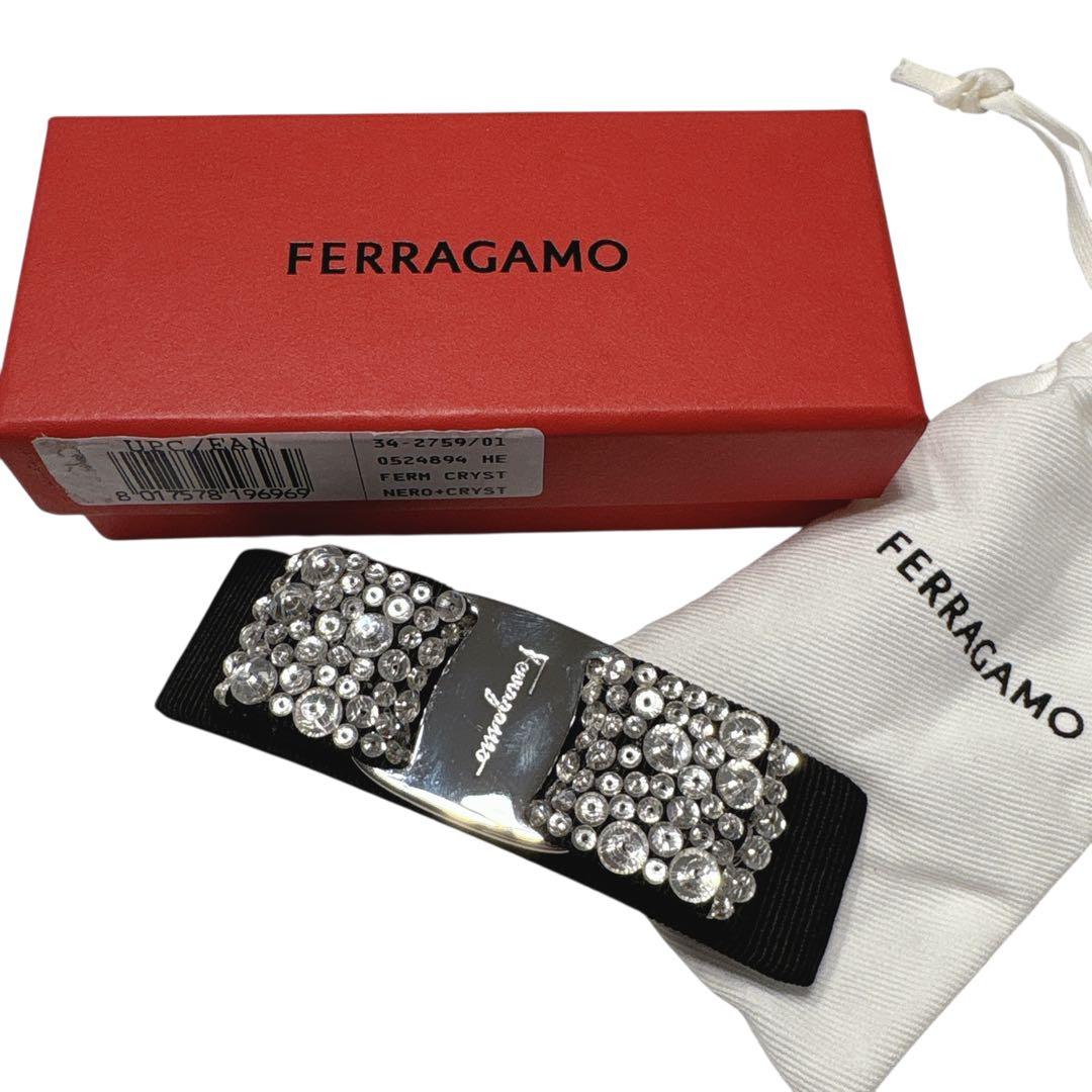 ［極美品］FERRAGAMO フェラガモ　ヘアアクセサリー　バレッタ　ストーン