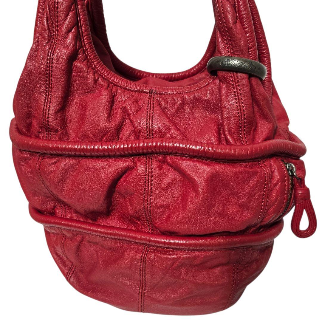 バッグ Diesel 2000s Red Leather Shoulder Bag