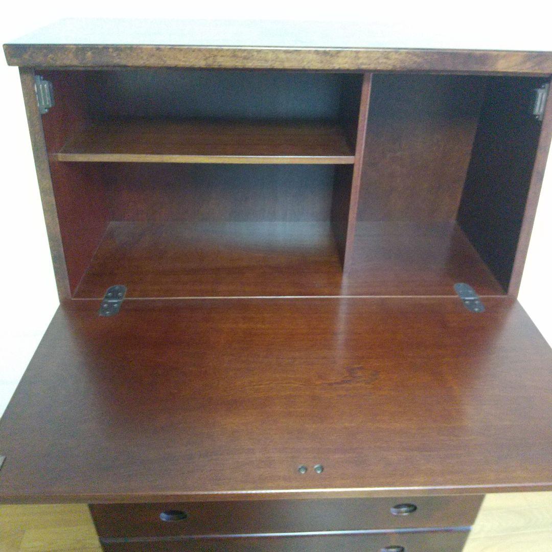 ライティングビューロー 天然木 引き出し 机 収納 折り畳み