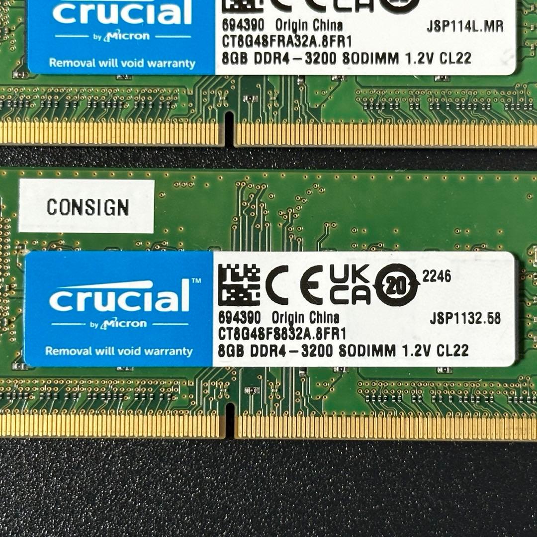 【動作保証】DDR4-3200 16GB(8GB×2) Crucial p115