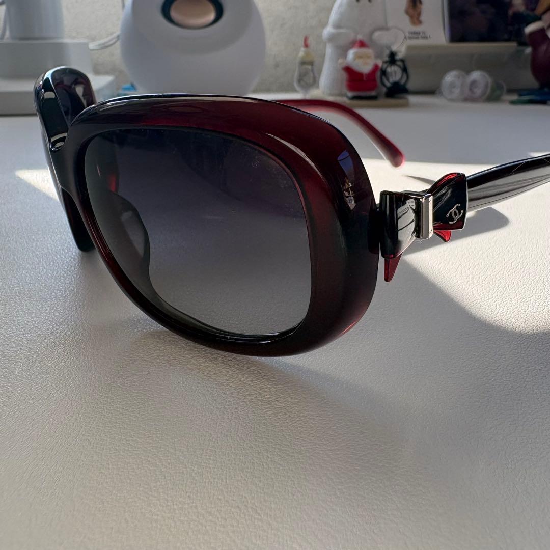 CHANEL ダークブラウン ラウンドサングラス ケース付き