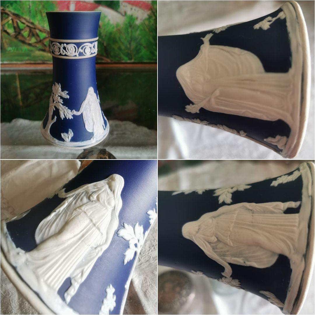 アンティーク英国 アダムスジャスパー カメオ技法 ラッパと収穫の女性像のベース