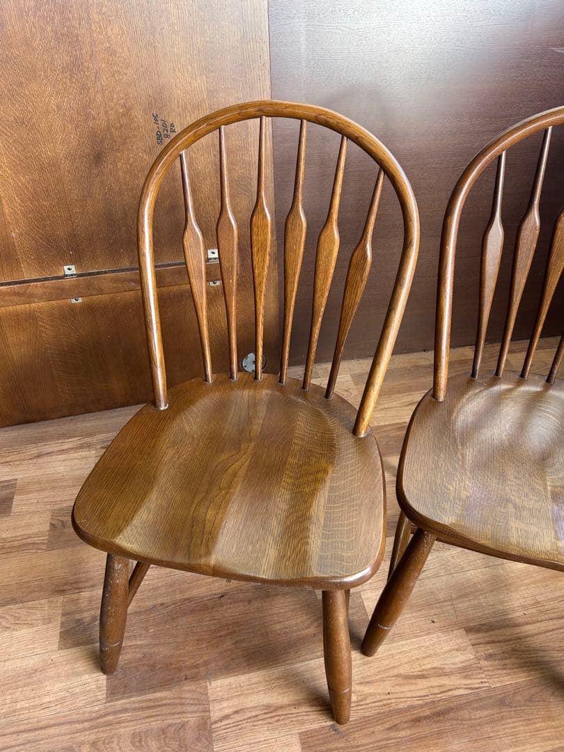 721 タモ材 ウィンザーチェア 2脚セット 北欧 木製 ダイニングチェア　美品