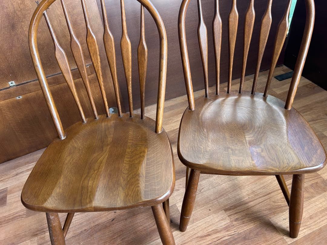 721 タモ材 ウィンザーチェア 2脚セット 北欧 木製 ダイニングチェア　美品