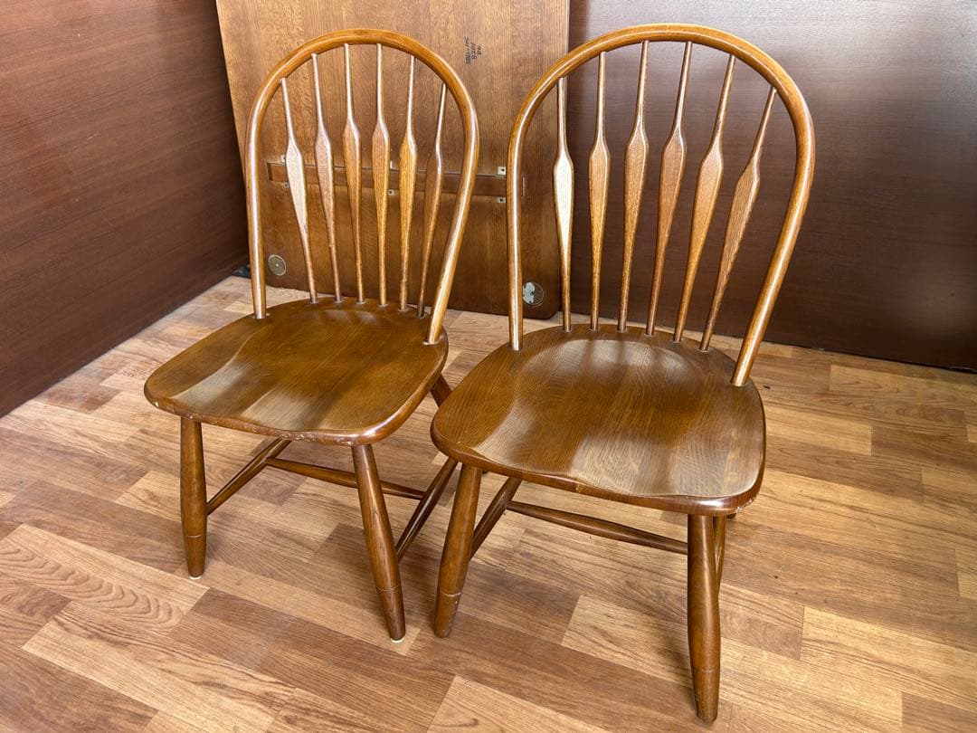 721 タモ材 ウィンザーチェア 2脚セット 北欧 木製 ダイニングチェア　美品
