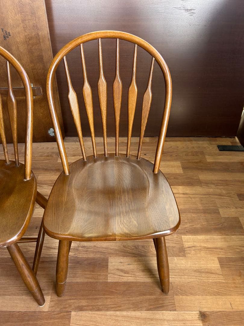 721 タモ材 ウィンザーチェア 2脚セット 北欧 木製 ダイニングチェア　美品