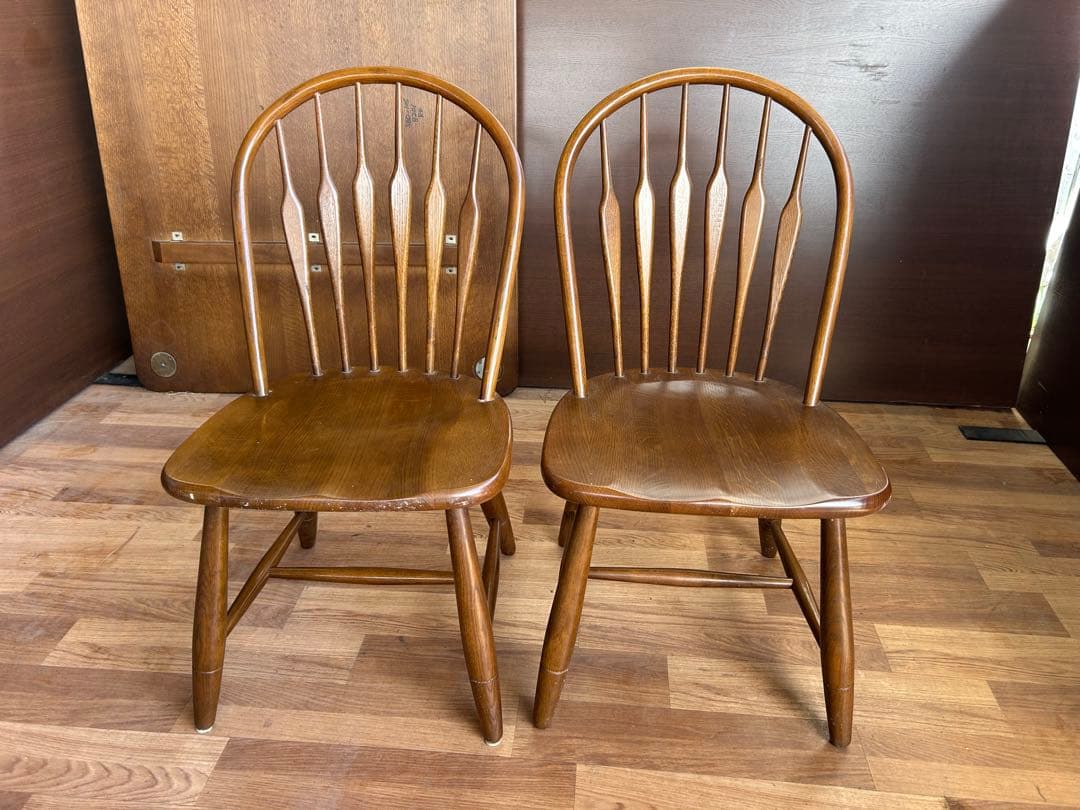 721 タモ材 ウィンザーチェア 2脚セット 北欧 木製 ダイニングチェア　美品