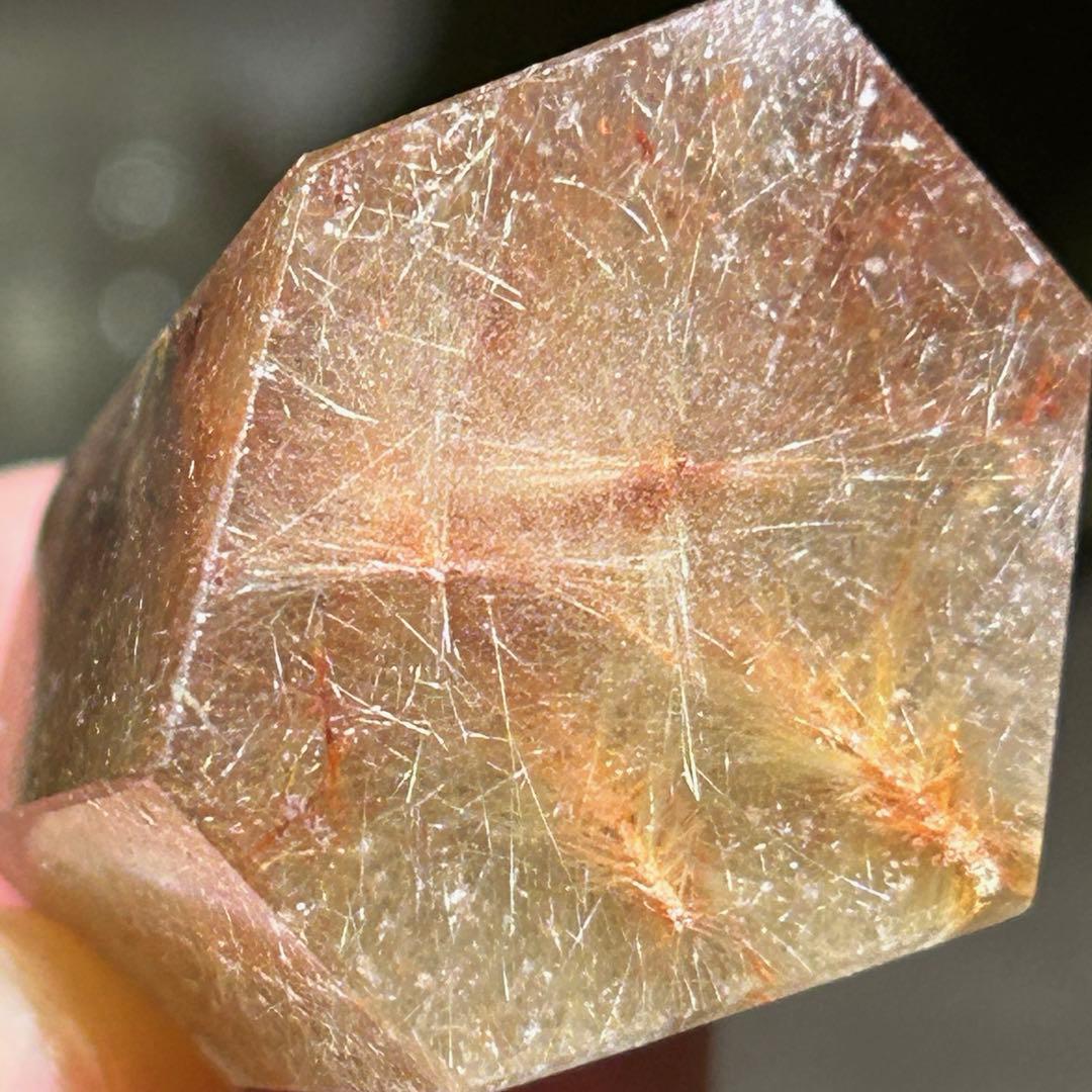 ⭐️別格高級品！プラチナ　レッド　シルバー　ルチル　原石　六角柱　福財龍王秘宝⑥