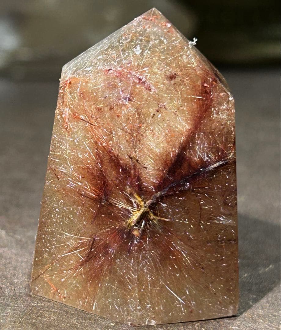 ⭐️別格高級品！プラチナ　レッド　シルバー　ルチル　原石　六角柱　福財龍王秘宝⑥