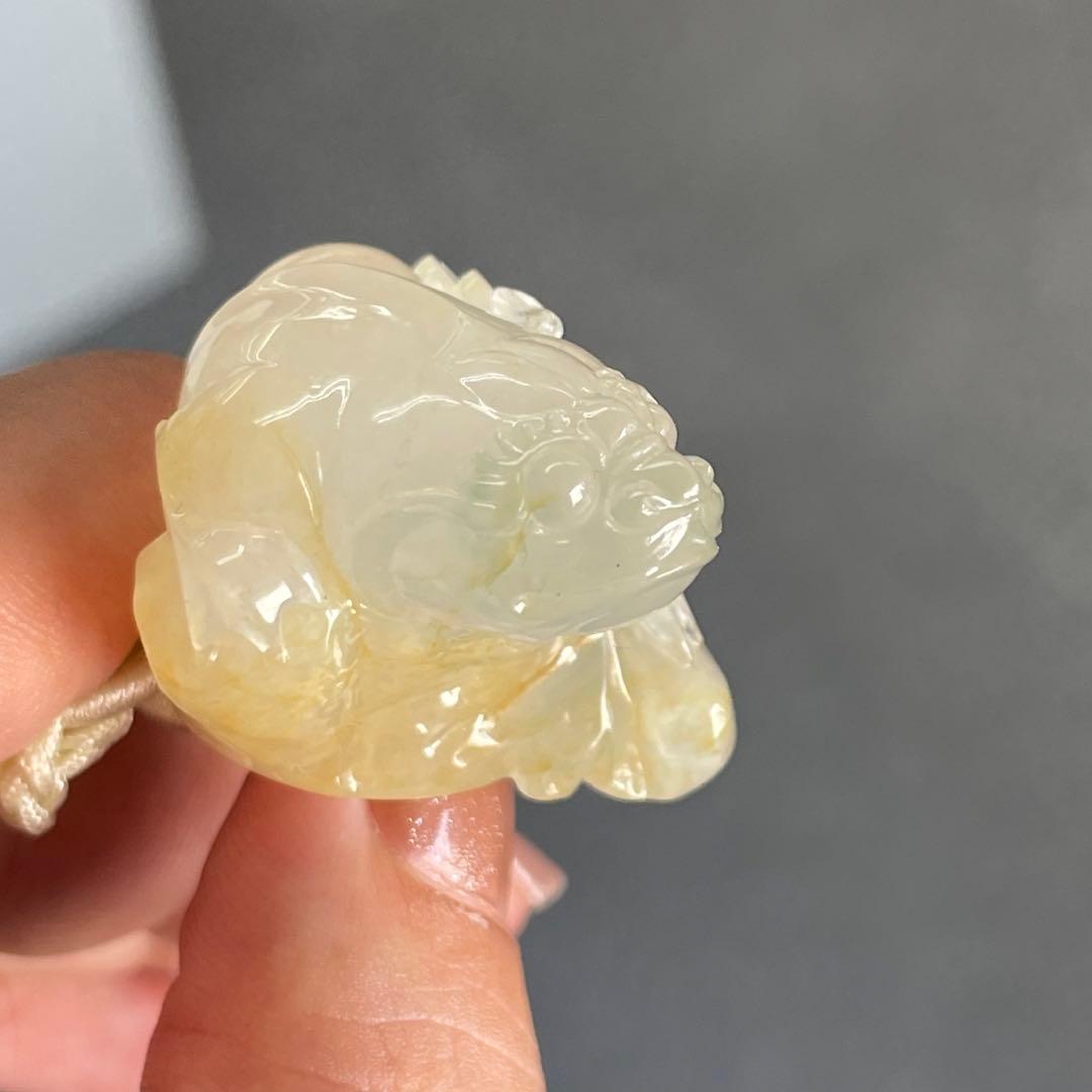 超レア 氷黄 ミャンマー産 天然ヒスイ 翡翠 金運財運 飾物 金運UP