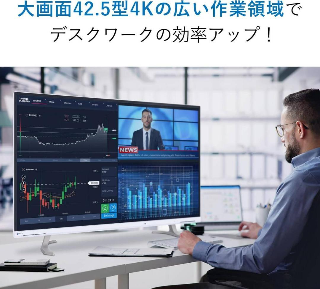 EIZO FlexScan EV4340X-BK 42.5型大画面4Kモニター
