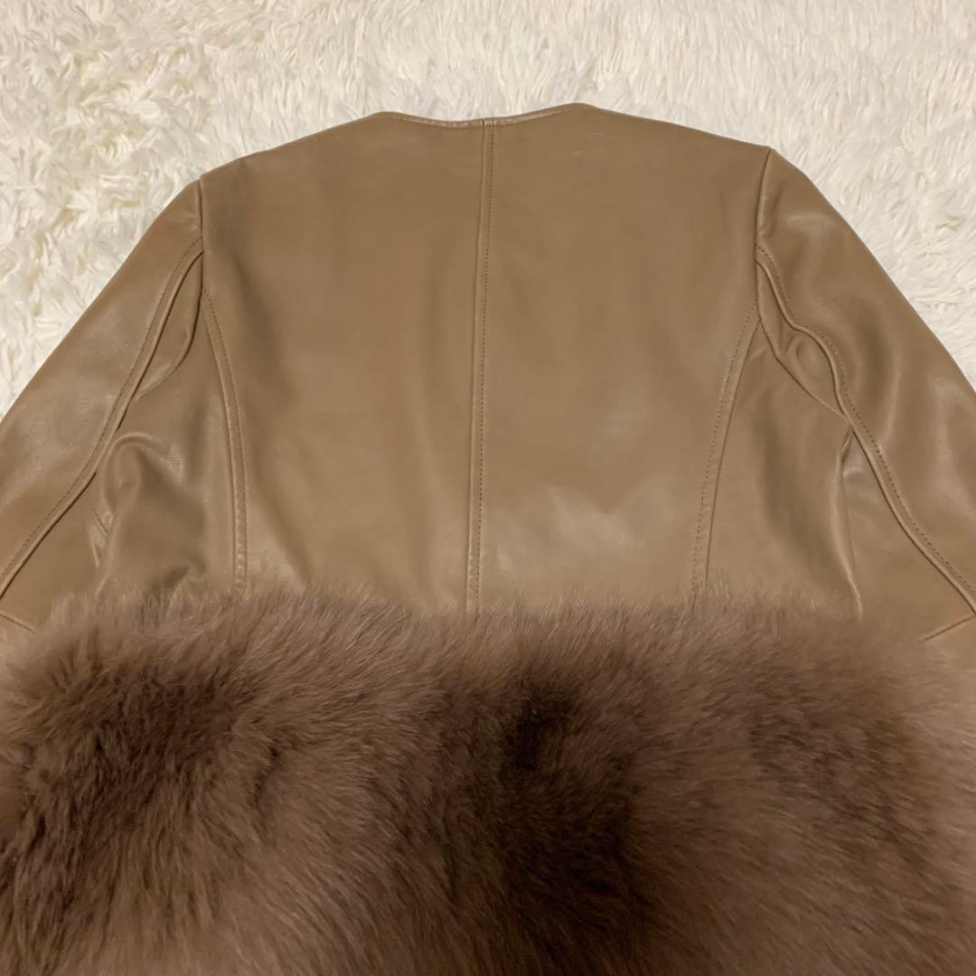 ダイアグラム ライダース ジャケット レザー 羊革 フォックスファー S