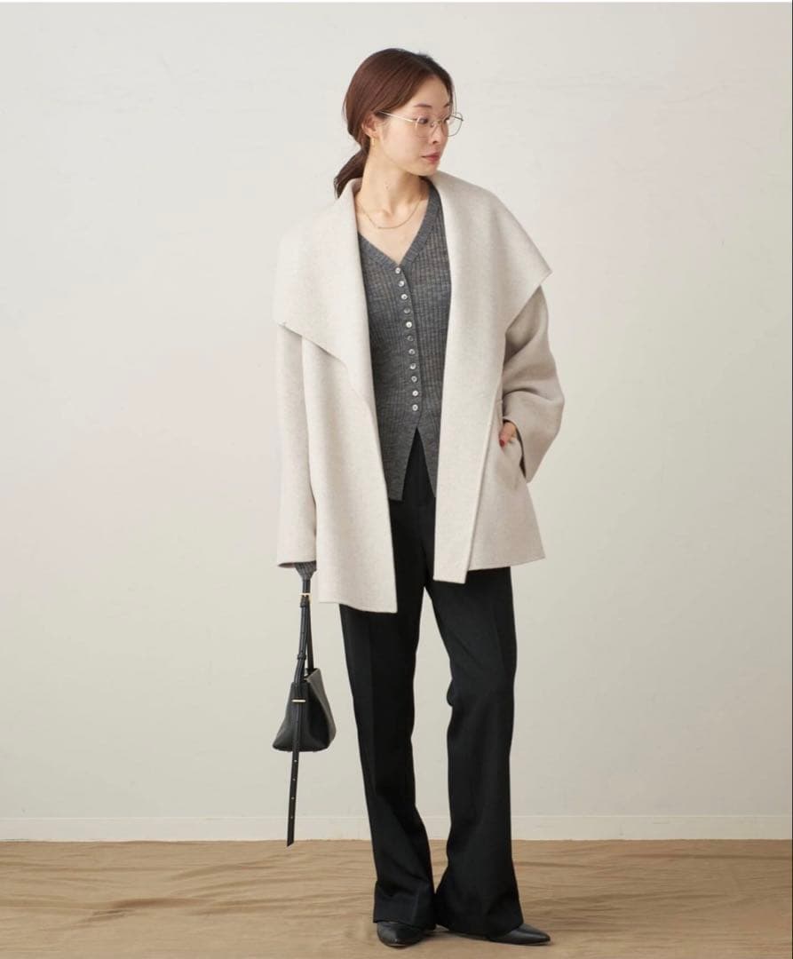 plage HAMILTON DRAPE HALFコート 今期購入アイボリー38