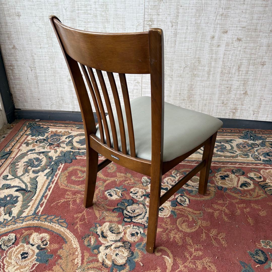 ② 昭和レトロ カリモク ダイニングチェア 木製椅子 古家具 グレー ビンテージ