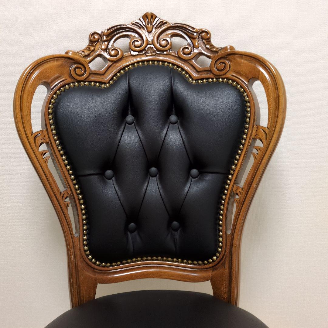 美品‼️ラスト１脚❗️イタリア ダイニングチェア 革張り 猫脚 ブラック