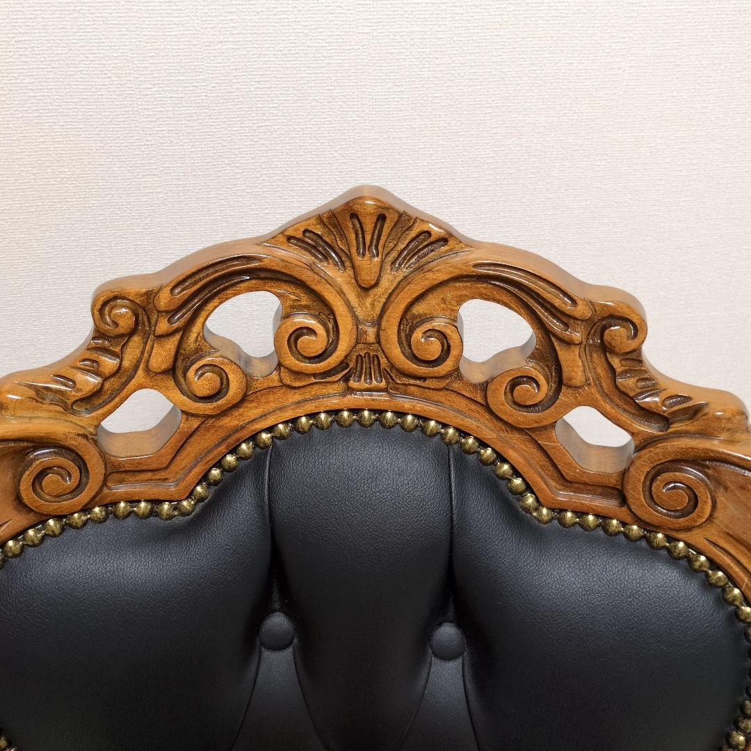 美品‼️ラスト１脚❗️イタリア ダイニングチェア 革張り 猫脚 ブラック