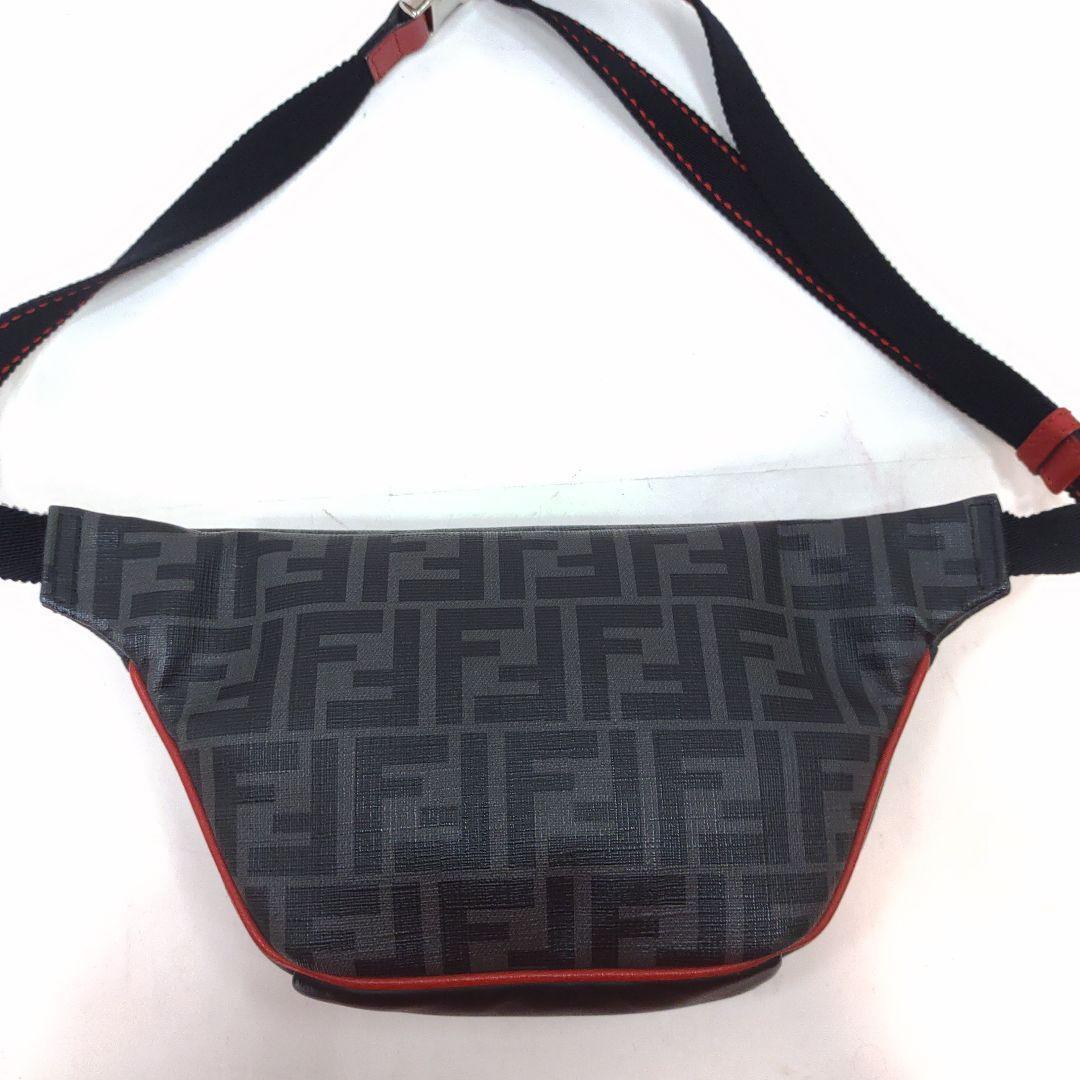 【美品】フェンディ ウエストポーチ ボディバッグ レザー×PVC FF柄 黒