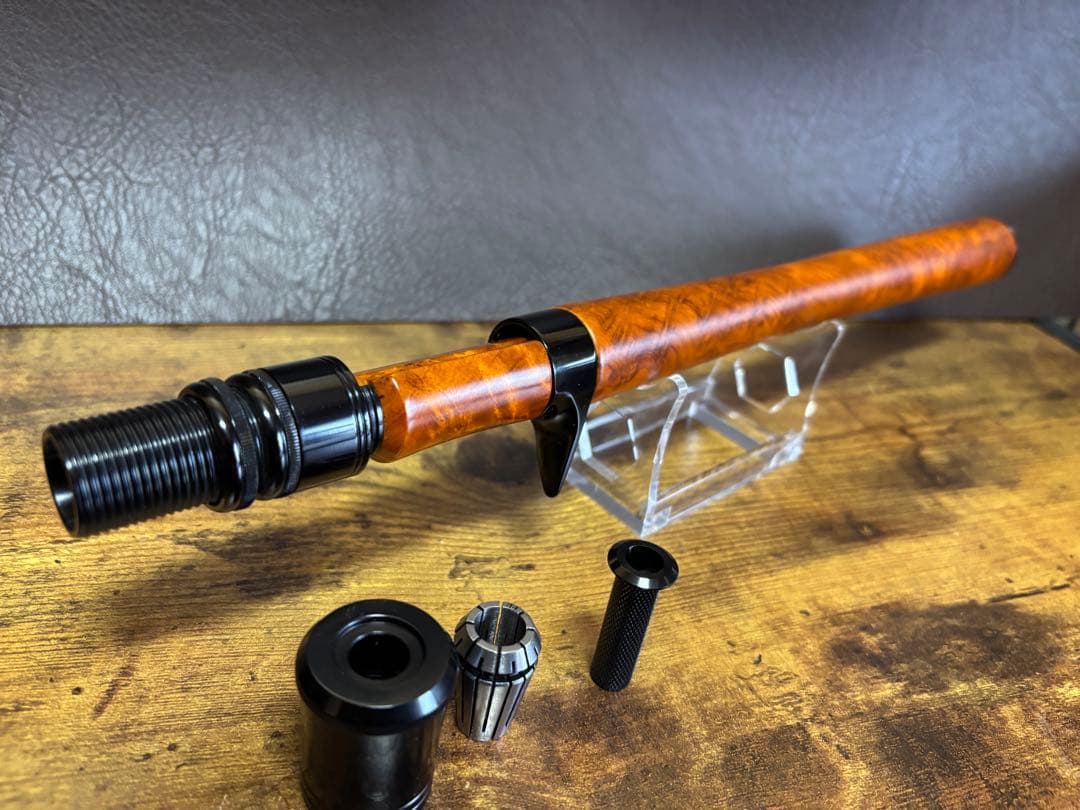 ベイト仕様ロングウッドグリップ　ブラックカラー