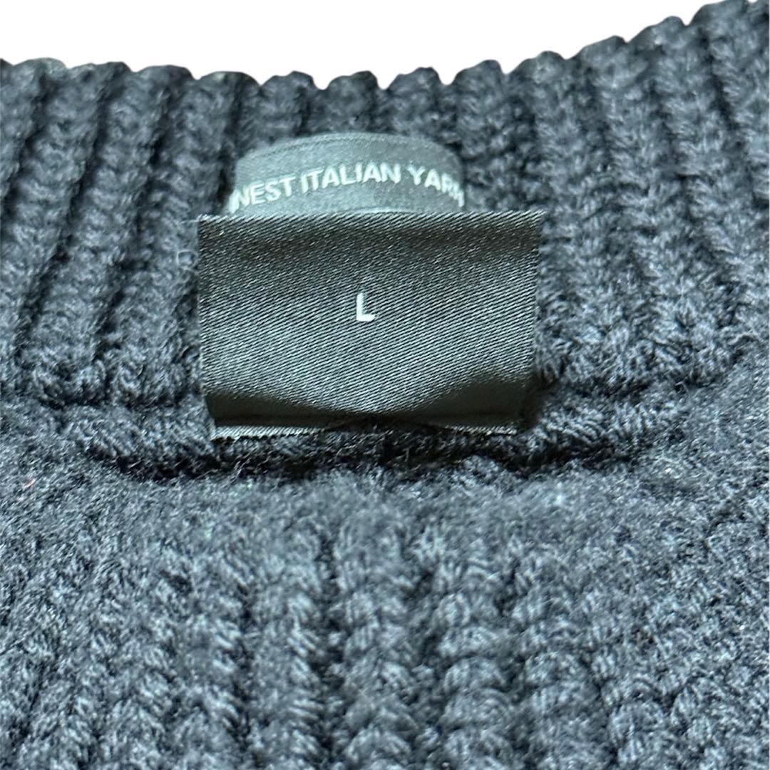 【美品】HUGO BOSS リブニット イタリア製糸 ダークネイビー Lサイズ