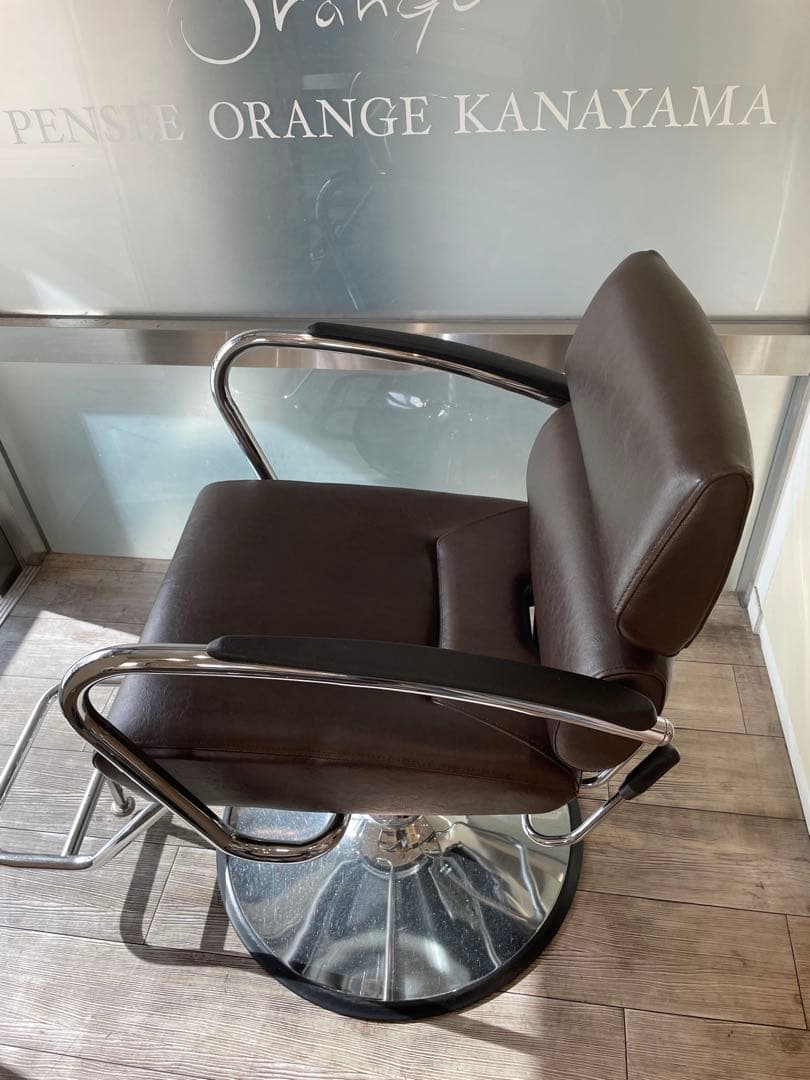 ブラウン 合成皮革 回転式美容椅子2個セット