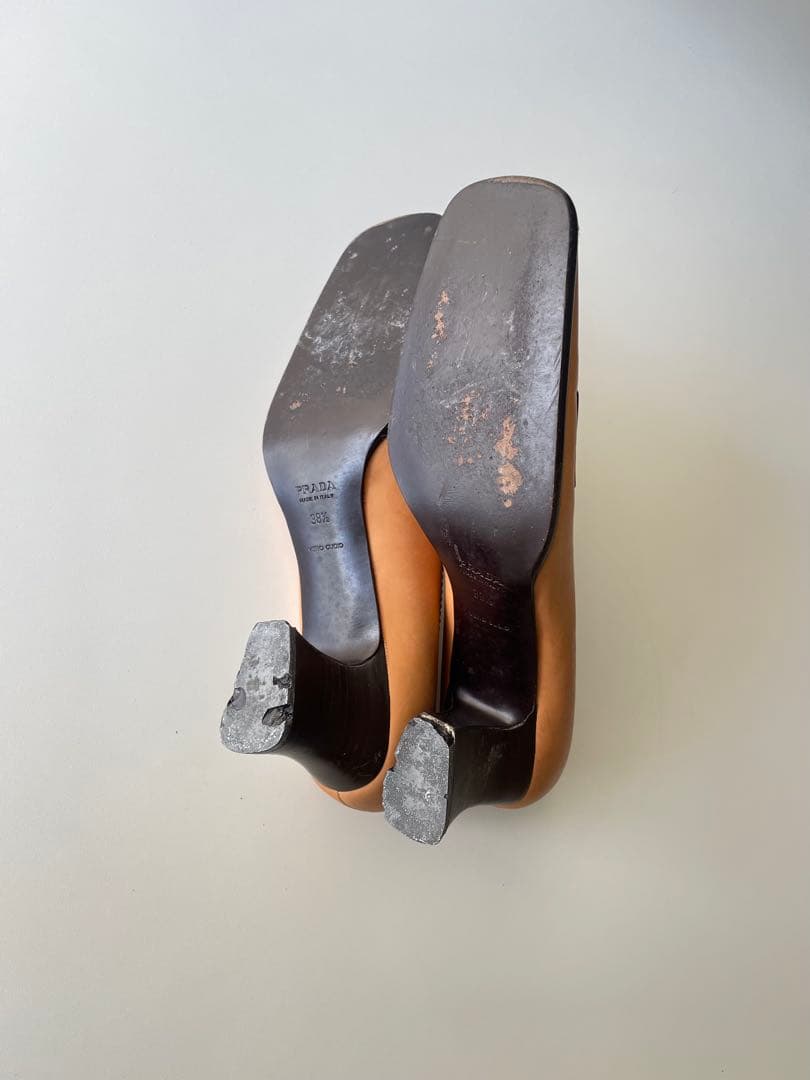 専用 Prada Square Toe Leather Shoes 38 1/2