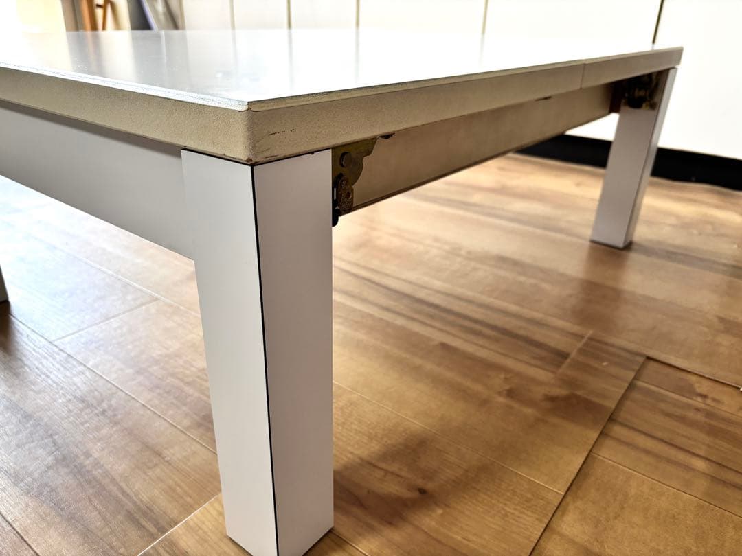 【SALE】折りたたみ&伸縮！両方できる ホワイト リビングテーブル