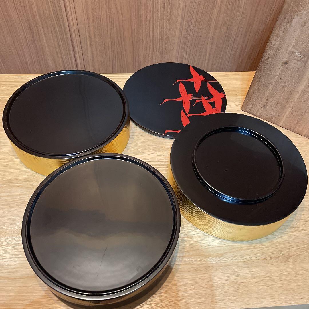 平安堂　山田平安堂　光悦鶴　蒔絵　丸重箱