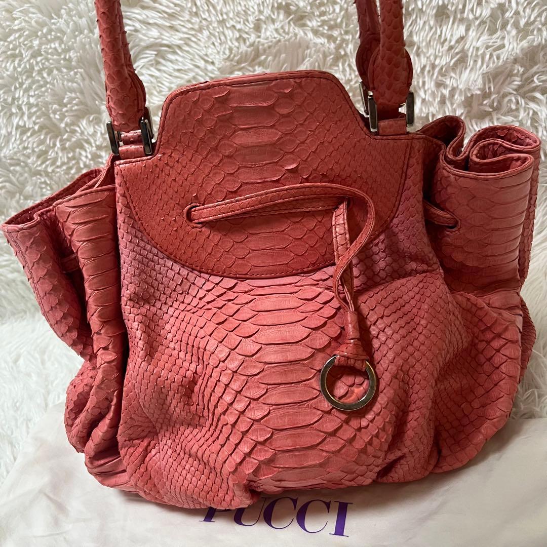 最高級 EMILIO PUCCI エミリオプッチ レザー バッグ ピンク