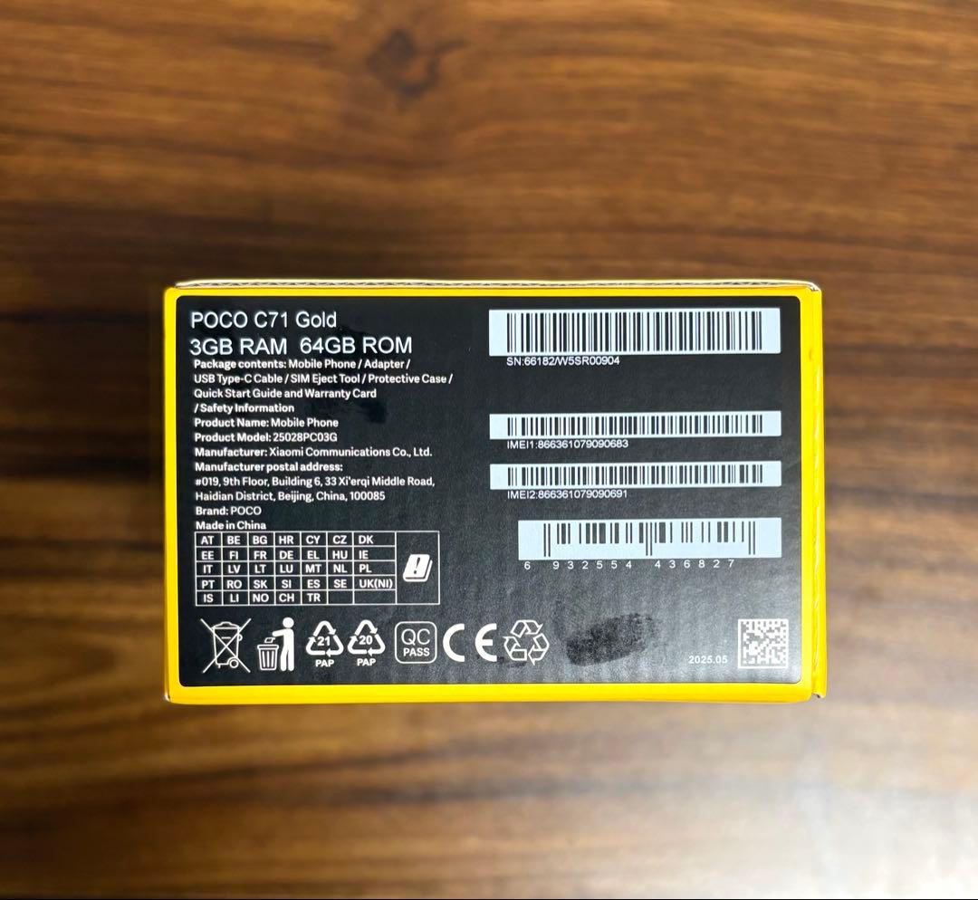 スマートフォン本体 Xiaomi Poco c71 Gold 3GB/64GB sim free