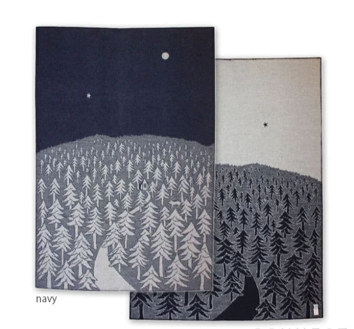 希少　クリッパン　ミナペルホネン　ハウスインザフォレスト　ネイビー　ブランケット