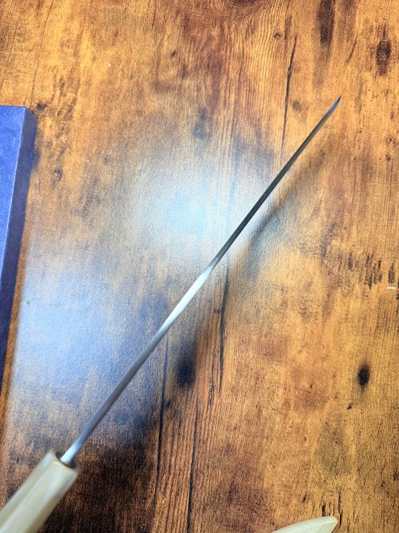 【堺打刃物】祥太郎作　刺身 柳刃　包丁　9寸　　銀三鋼　紫檀八角水牛柄　鞘付き