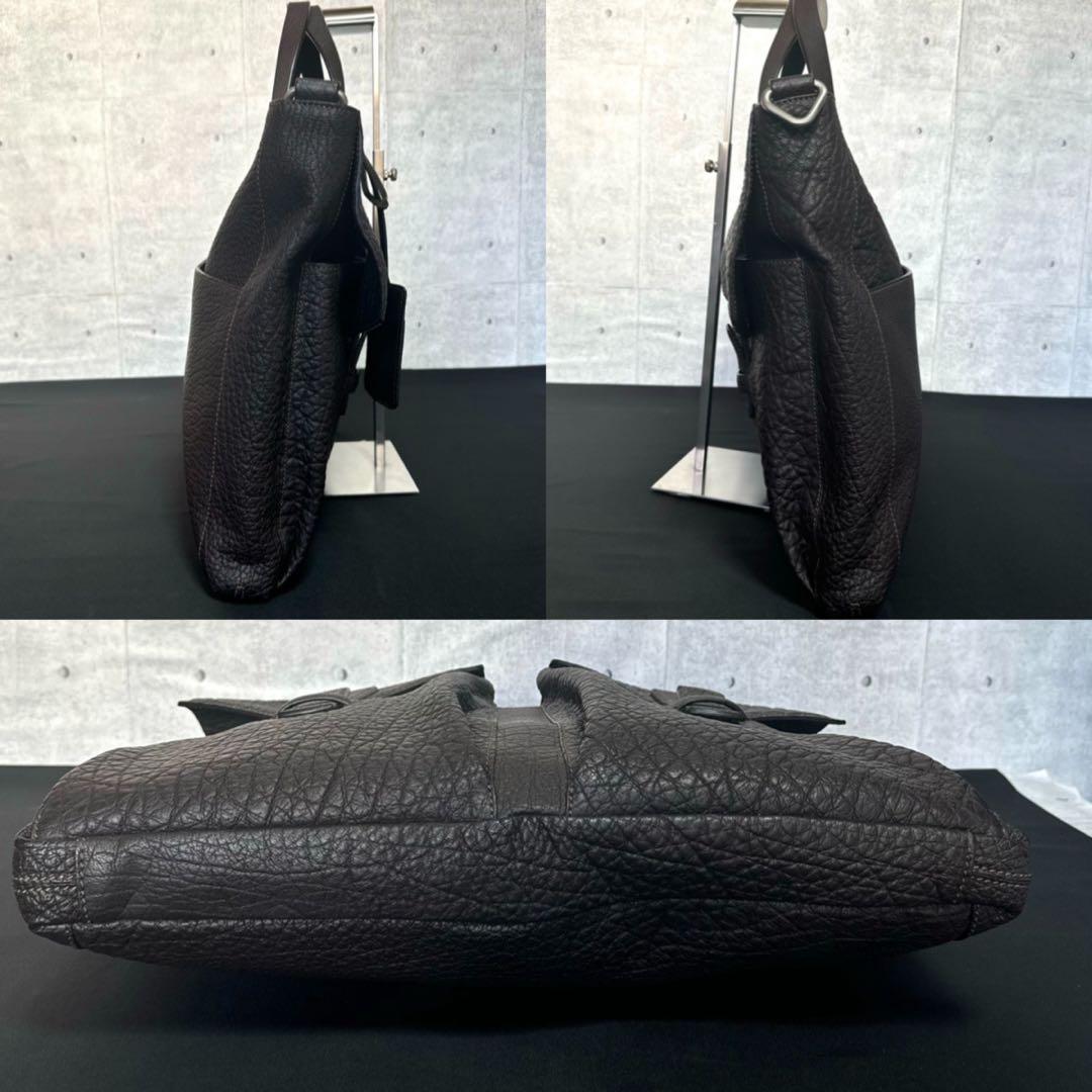 専用品MAURO GOVERNA ダークブラウン レザー A4ビジネスバッグ