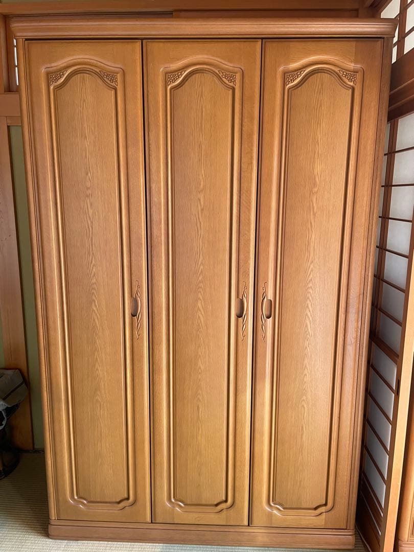 婚礼　和ダンス　桐木目調 3扉衣類収納