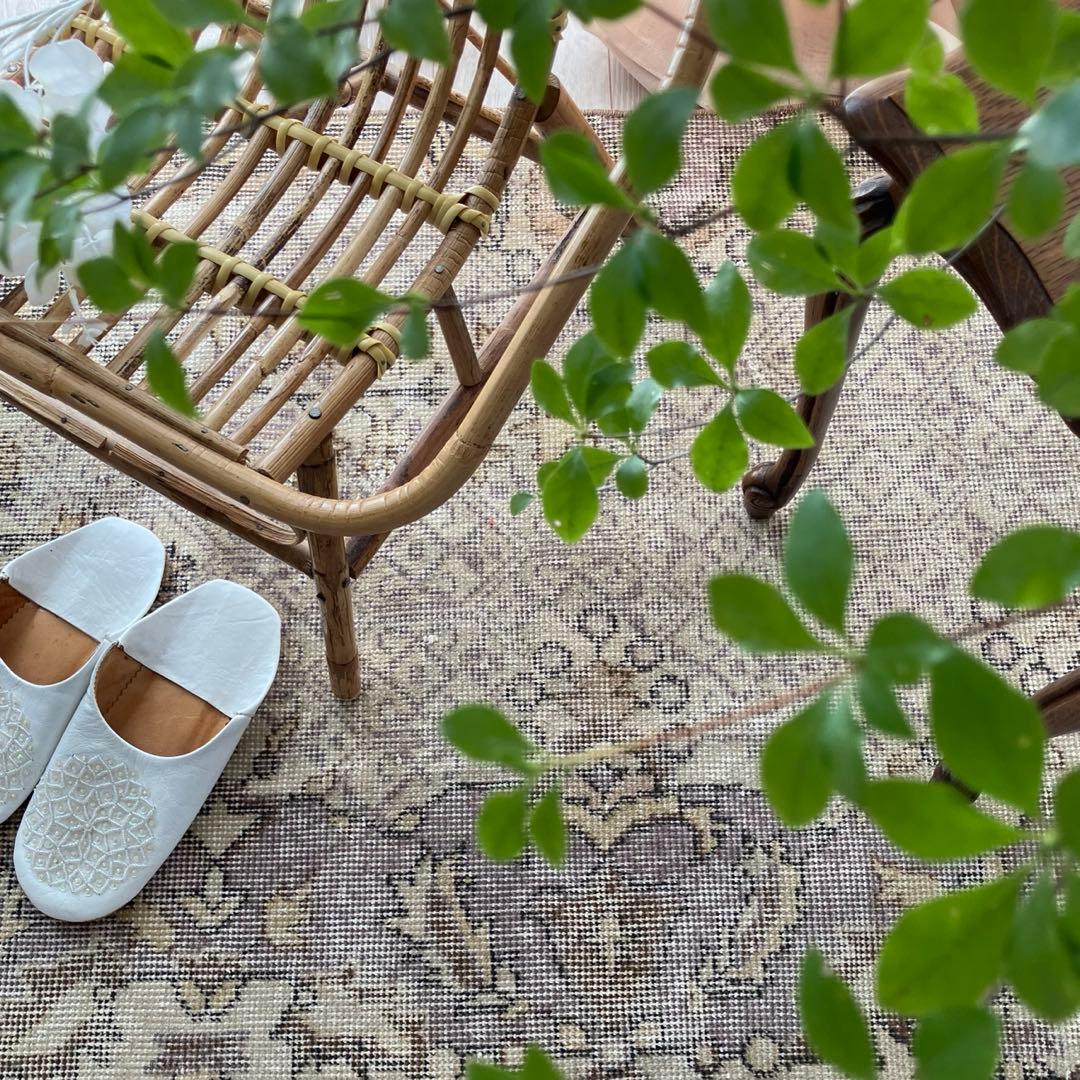 3m超ロング／76×297 グレー　メダリオンランナー　トルコヴィンテージラグ