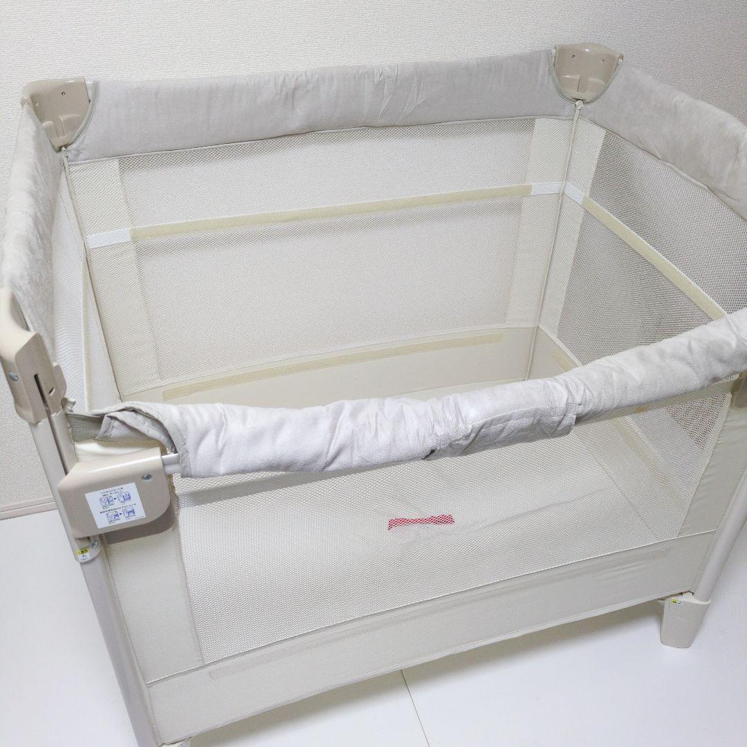 【良品】Aprica ココネルエアープラスAB ベビーベットホワイトベージュ
