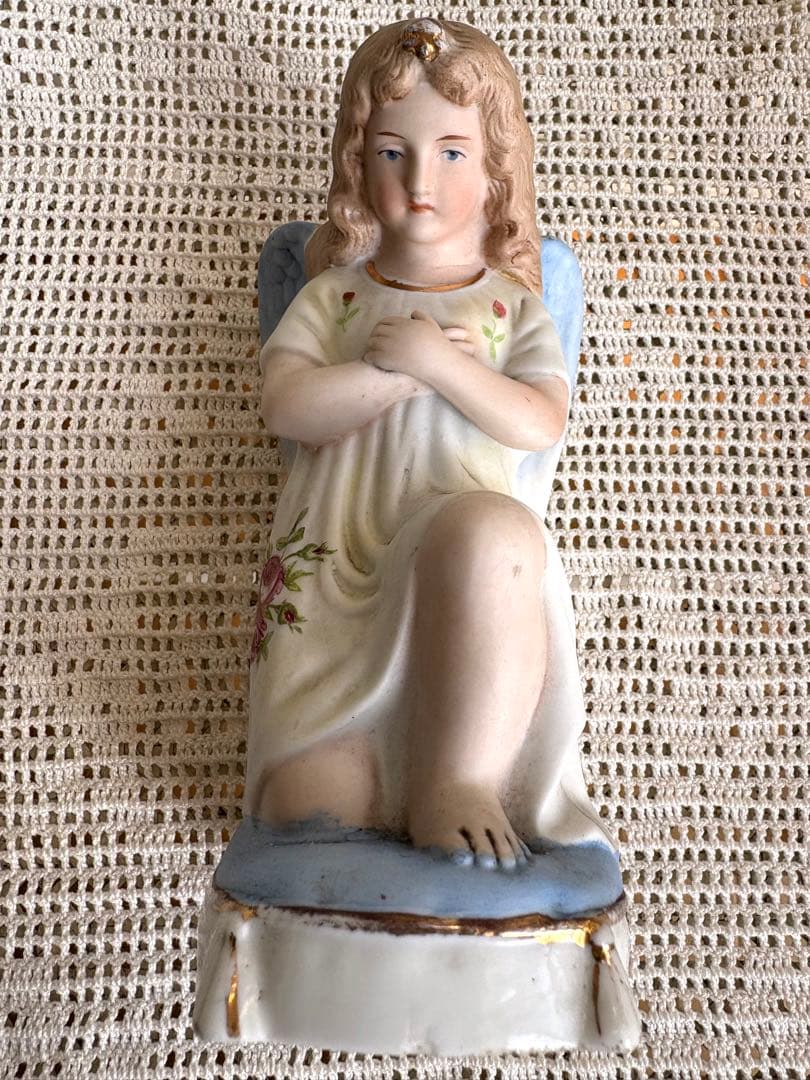 ♡ フランスアンティーク　ペア　天使像　ビスクドール　マリア像　グローブドマリエ