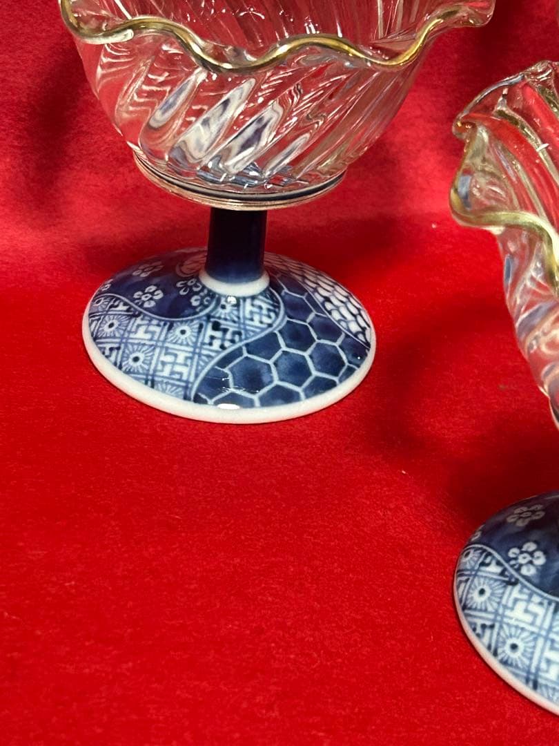 有田焼 デザートカップ龍峰窯 祥瑞ガラス デザート鉢揃 5客 三洋陶器 染付