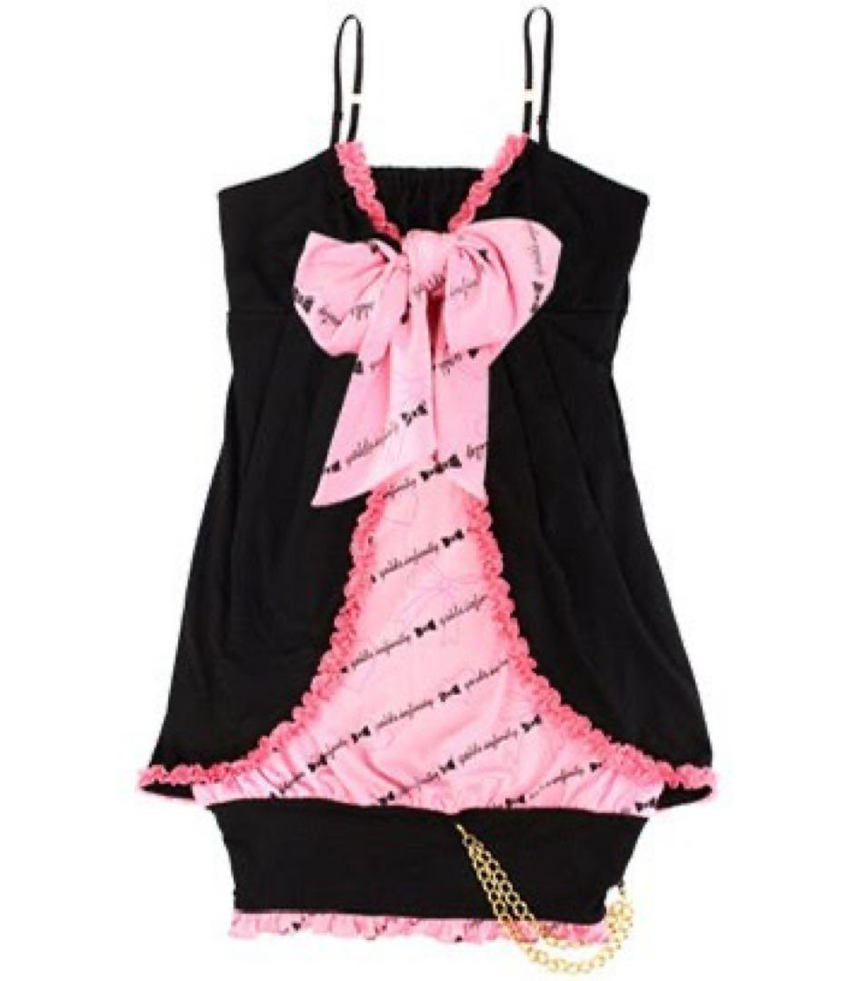 GOLDS×日菜あこコラボ♡オリジナルロゴハートリボン柄♡ゆるピタ♡キャミワンピ