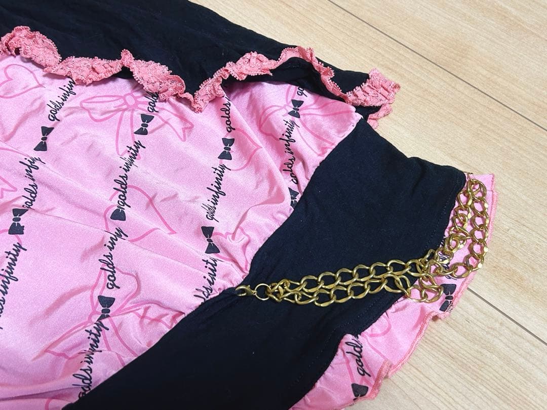 GOLDS×日菜あこコラボ♡オリジナルロゴハートリボン柄♡ゆるピタ♡キャミワンピ