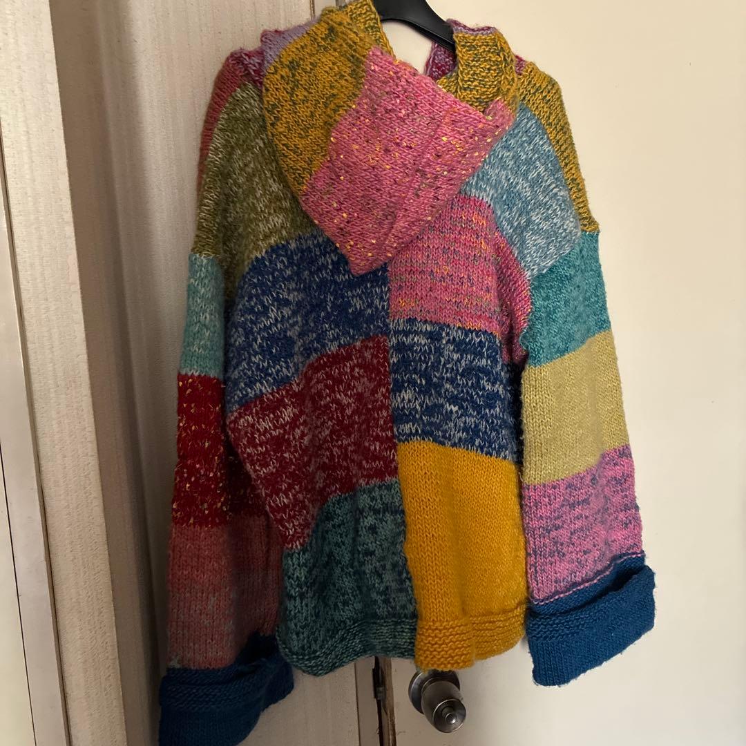 エルロデオ　ウール100%パッチワークフードパーカー定価31900円